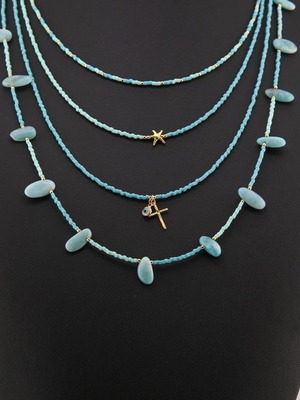 Handmade necklace and bracelets in 925 silver with turquoise amazonite made to order