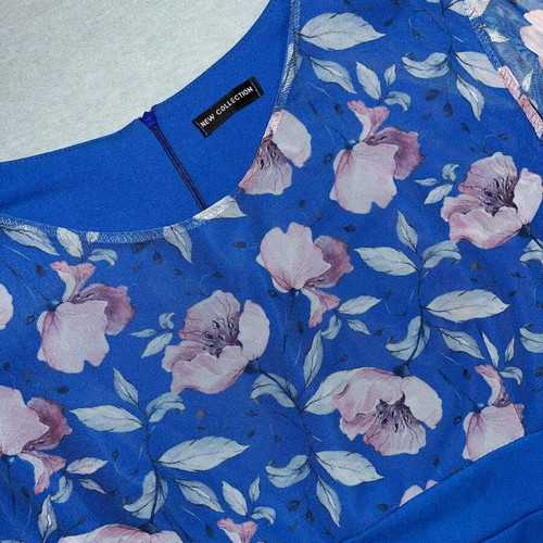 Blue dress with floral sleeves like new