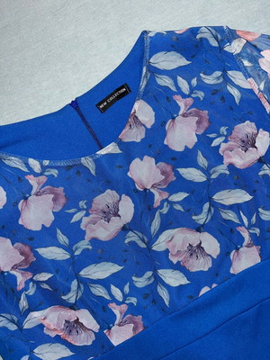 Blue dress with floral sleeves like new