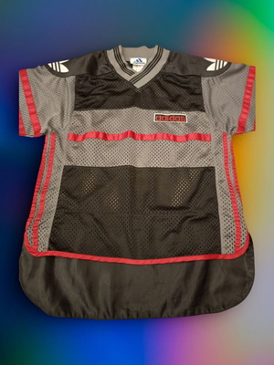 Adidas vintage mesh jersey used, size S, black-red