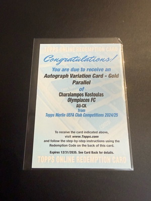 2025 Topps Merlin Gold /50 Charalampos Kostoulas autograph like new