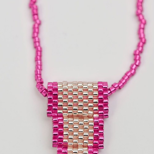 Necklace in fuchsia and gold color custom made