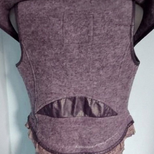 Culture designer bustier vest with hood, leather and pressed wool