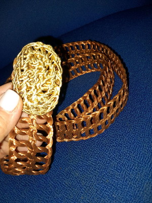 Vintage brass belt with gold-plated handmade buckle