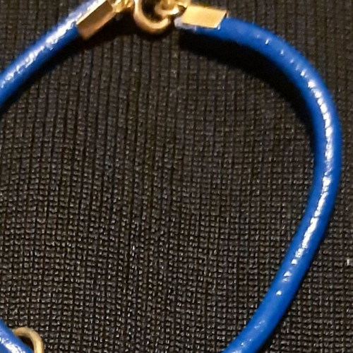 Octopus bracelet blue genuine leather with gold metal charm, handmade