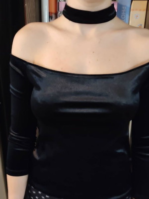Velvet blouse used, black, size S