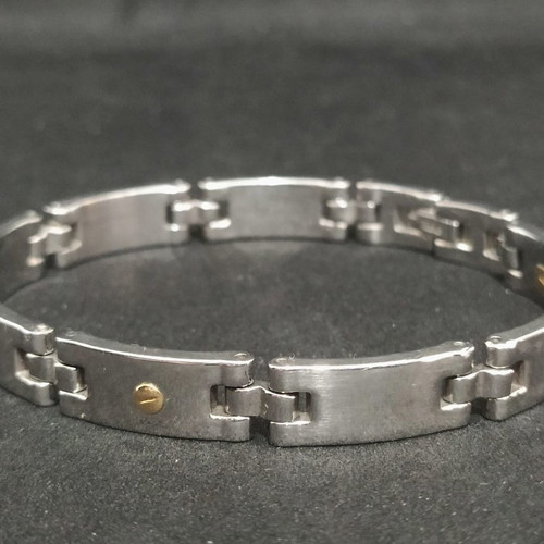 Steel men's bracelet used with 750 18k gold details