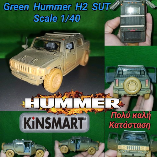 Kinsmart 2005 Off Road Green Hummer H2 SUT used, scale 1/40