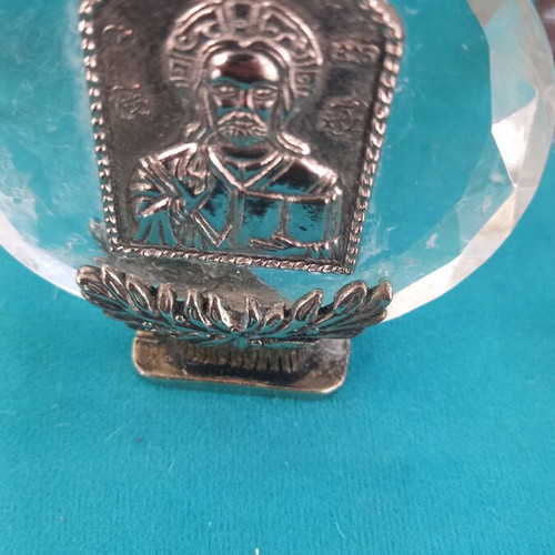 Papier-mâché with Christ image in silver 825 like new