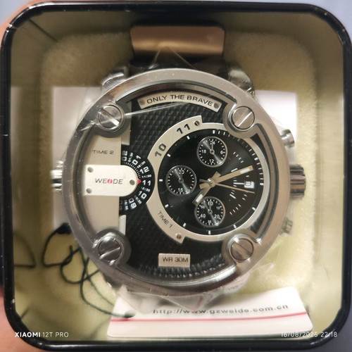 Weide wrist watch new with dual time and chronograph