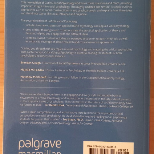 Critical Social Psychology An Introduction 2nd Edition like new
