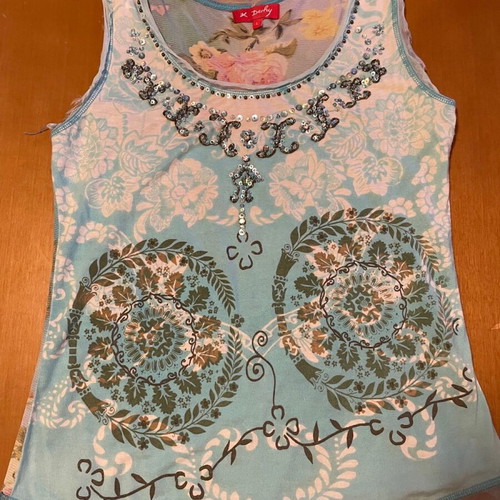 Women's blouse in medium, multicolored with turquoise as the main color