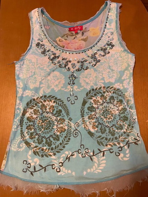 Women's blouse in medium, multicolored with turquoise as the main color