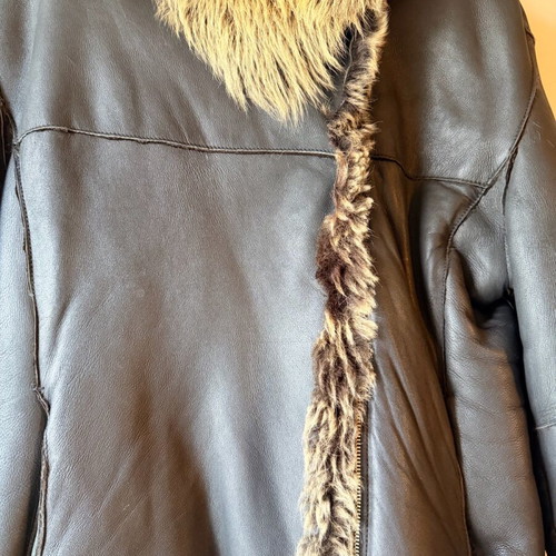 Shearling women's leather mouton jacket used, black, size L