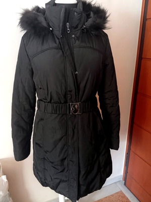 Women's long jacket S Italian like new, warm with detachable hood