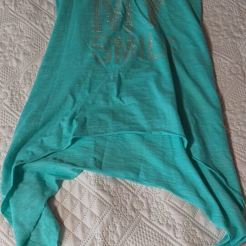 Women's tshirt one size used, turquoise with gold details