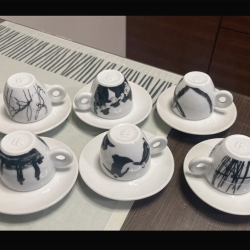 Illy espresso cups unused vintage set of 6 from 1997 by Mario Giacomelli