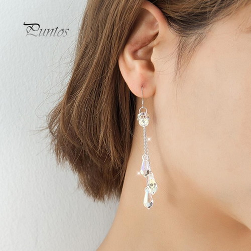Women's colorful bijou earrings with tassel, long chains and rhinestones new