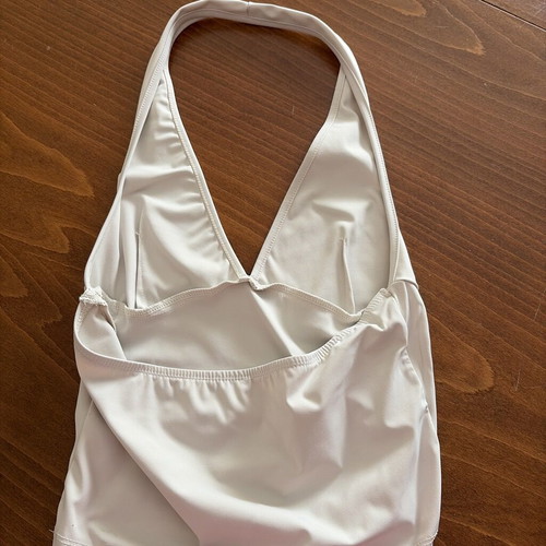 Shein White Halter Neck Crop Top with Gray Zipper Accents like new