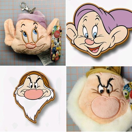Disney keychain wallets with Grumpy and Dopey new, multicolor