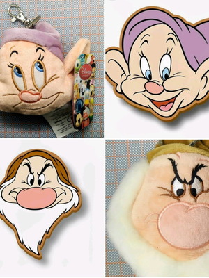 Disney keychain wallets with Grumpy and Dopey new, multicolor