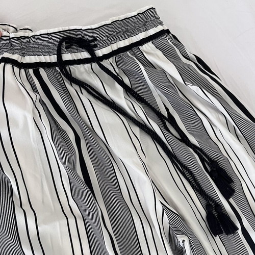 Zara striped pants with waist tie and tassels