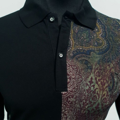 Men's Polo Shirt new, black with vintage paisley design