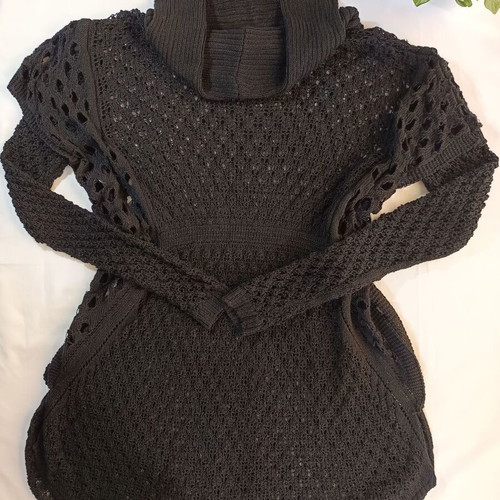 Black knitted dress cowl neck like new with perforated knit