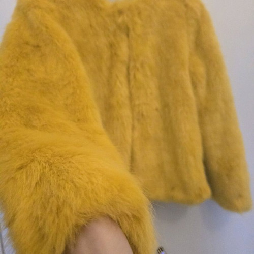 Bershka fur coat like new, yellow, size S