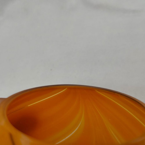 Orange glass tealight holder used, mini vase or candleholder