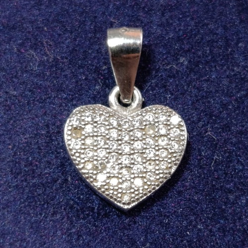 Heart-shaped pendant with cubic zirconia, 925 silver