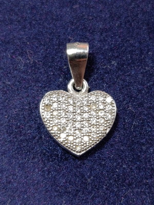 Heart-shaped pendant with cubic zirconia, 925 silver