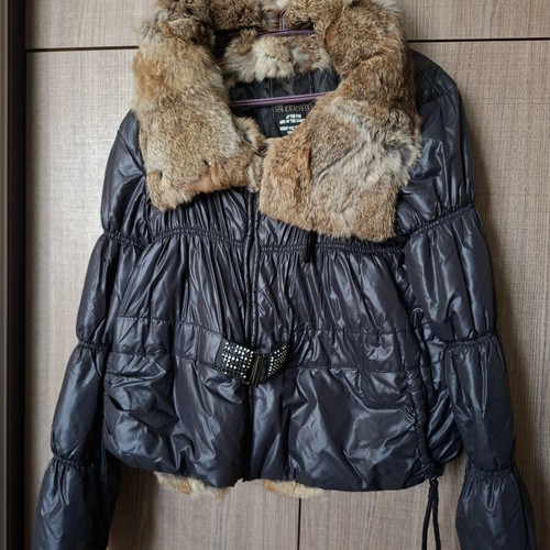 Access women's jacket small with fur, like new, black and blue