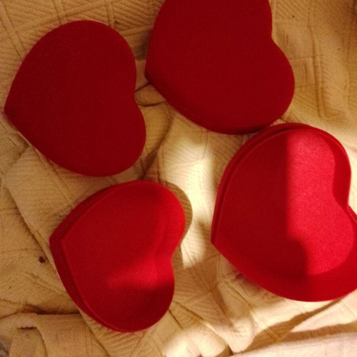 Velvet heart gift boxes new, set of 2 pieces