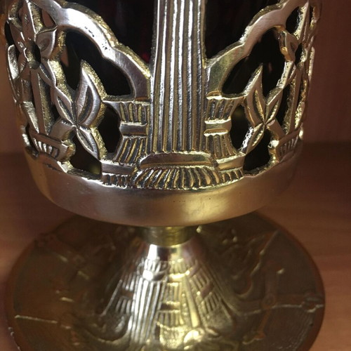 Bronze table lamp new with handmade decoration