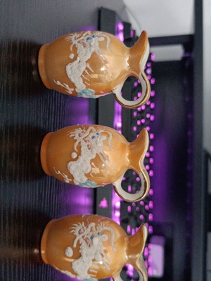 Small J.J.C Japan vases cups like new, porcelain with phosphorescent decoration