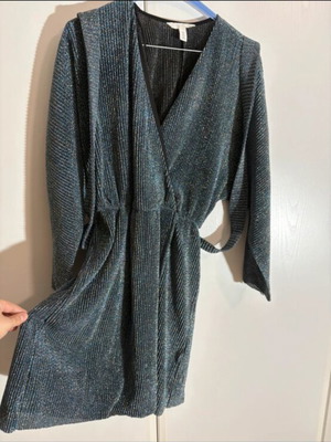 H&M Wrap Dress with Shiny Details New, Gray and Blue