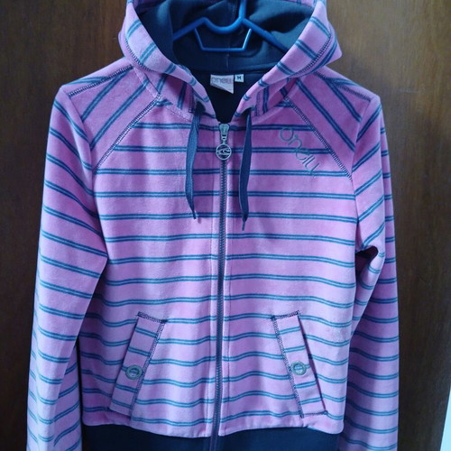 O'Neill vintage thick warm hoodie pink with blue stripes
