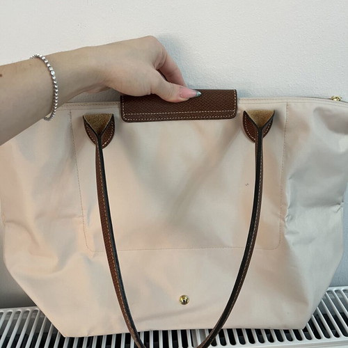 Longchamp shoulder bag used, white and beige