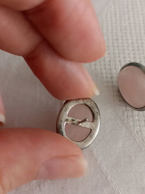 Silver stud earrings with pink stone like new