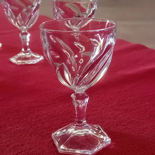 Liqueur Glasses set of six vintage, like new, embossed design