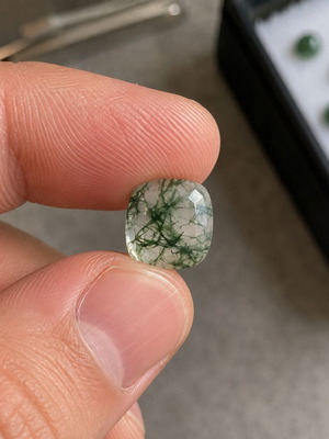 Moss Agate 8×8mm Cushion Cut new for ring or pendant