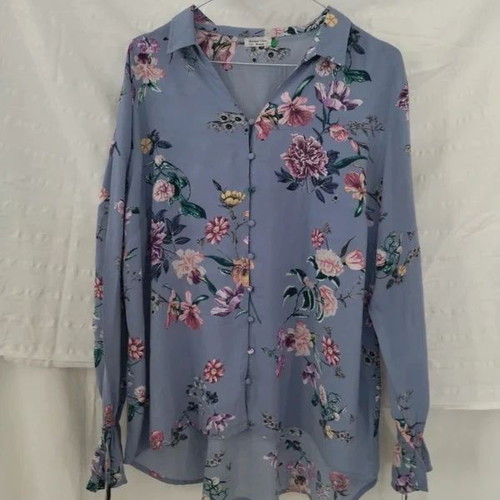 Floral vintage blue shirt like new, size M/L