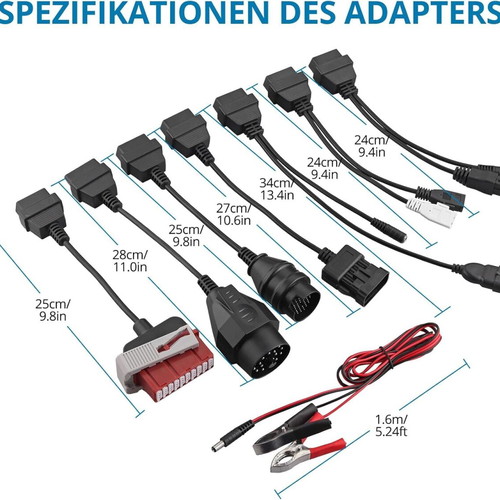 OBD Diagnostic Cable Adapter Kit New, 8 Pieces for Car Diagnostics