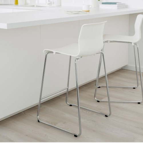 Bar Stool / Bar White with Inox base Brand GLENN 2 PCS