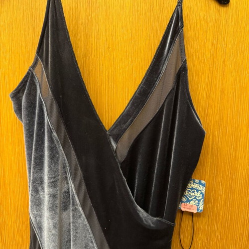 Free People velvet maxi dress new, grey with front slit size XS
