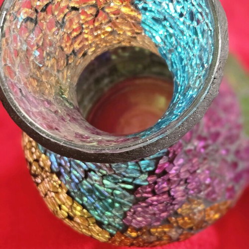 Colorful mosaic handmade vase new from Spain