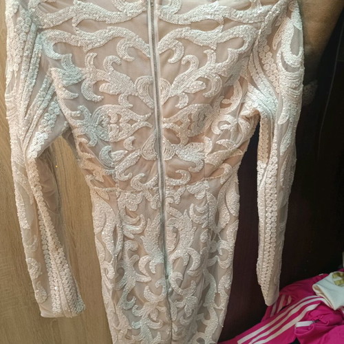 White dress with sequins short new, size XXS