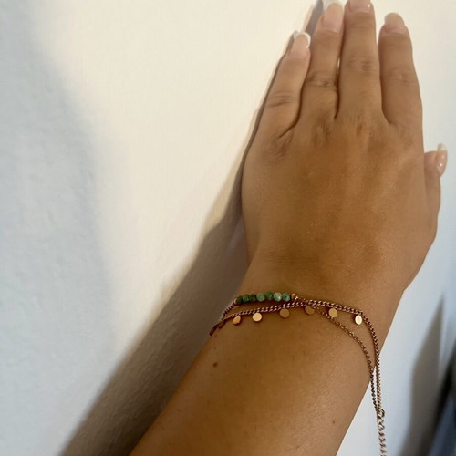 Double chain bracelet with turquoise stones pink gold, like new
