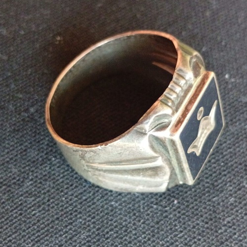 Silver ring with inlaid crown 916 USSR used